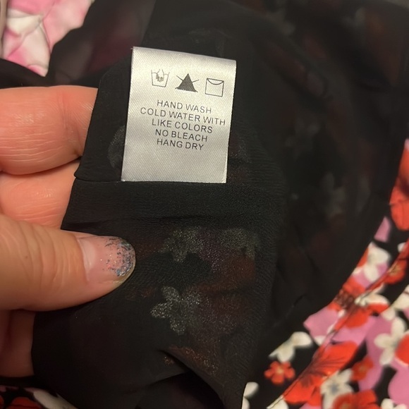 VICI Floral Long Sleeved Ruffle Spring Mini Dress w Red, White & Pink Flowers S - Picture 6 of 9